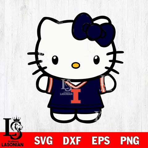 Illinois Fighting Illini Cute Hello Kitty Football 6 Svg Eps Dxf Png File, NCAA svg, Digital Download, Instant Download