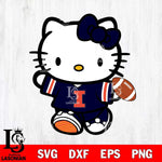 Illinois Fighting Illini Cute Hello Kitty Football 7 Svg Eps Dxf Png File, NCAA svg, Digital Download, Instant Download