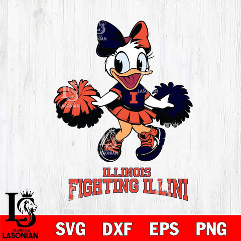 Illinois Fighting Illini Daisy Duck Cheerleader Disney, Svg Eps Dxf Png File, Digital Download