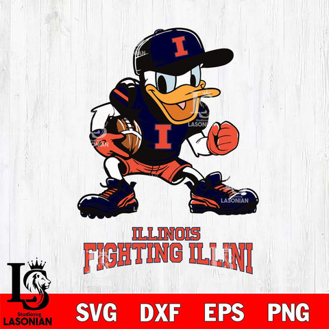 Illinois Fighting Illini Donal Duck Disney, Svg Eps Dxf Png File, Digital Download