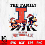 Illinois Fighting Illini Family Bluey Christmas Svg Eps Dxf Png File, Digital Download