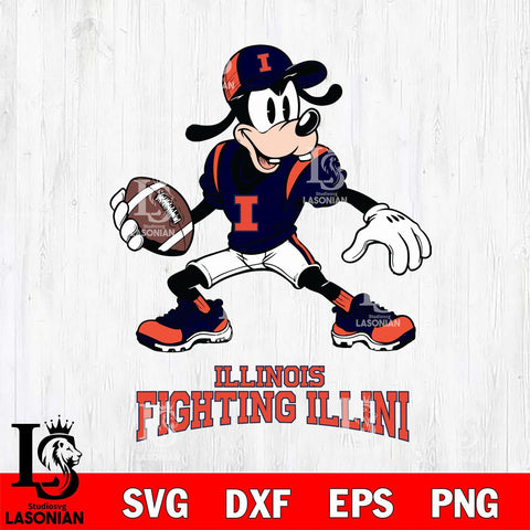 Illinois Fighting Illini Goofy Disney, Svg Eps Dxf Png File, Digital Download