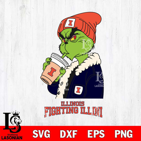 Illinois Fighting Illini Grinch Bougie Football Svg Eps Dxf Png File, Digital Download, Instant Download