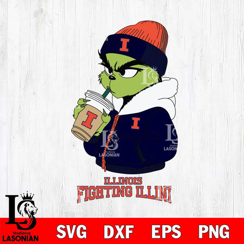 Illinois Fighting Illini Grinch Bougie Sport Svg Eps Dxf Png File, Digital Download, Instant Download