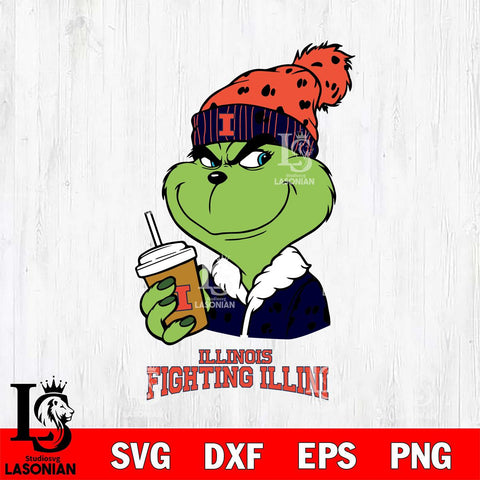 Illinois Fighting Illini Grinch hat Svg Eps Dxf Png File, Digital Download, Instant Download