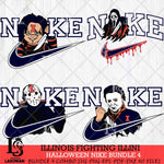 Illinois Fighting Illini Halloween Nike NCAA Bundle 4 Svg Eps Dxf Png File, Digital Download, Instant Download