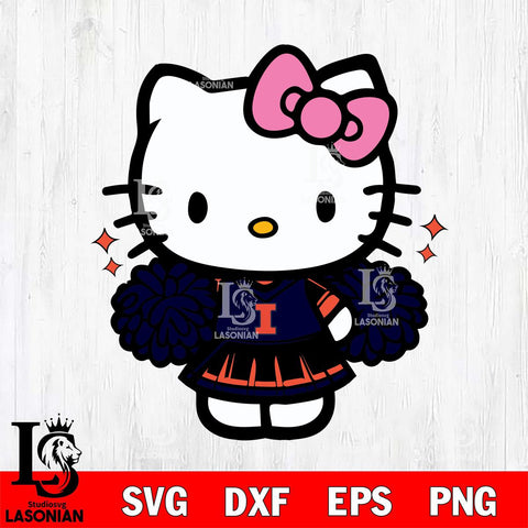 Illinois Fighting Illini Hello Kitty Cheerleader Svg Eps Dxf Png File, Digital Download, Instant Download