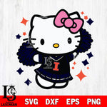 Illinois Fighting Illini Hello Kitty Cheerleader 4 Svg Eps Dxf Png File, Digital Download, Instant Download