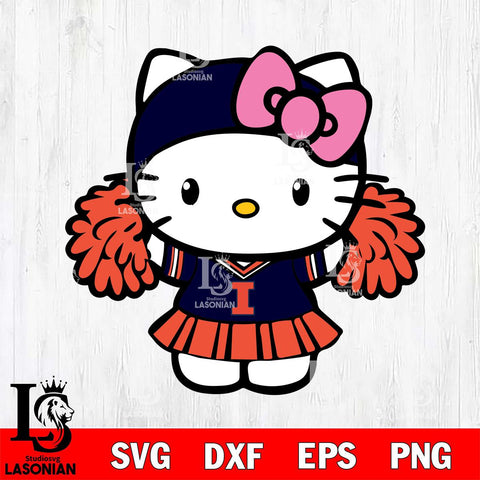 Illinois Fighting Illini Hello Kitty Cheerleader 5 Svg Eps Dxf Png File, Digital Download, Instant Download