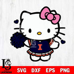 Illinois Fighting Illini Hello Kitty Cheerleader 6 Svg Eps Dxf Png File, Digital Download, Instant Download