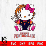 Illinois Fighting Illini Hello Kitty Horror Svg Eps Dxf Png File, Digital Download