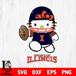 Illinois Fighting Illini Hello Kitty NCAA 4 Svg Eps Dxf Png File, Digital Download, Instant Download