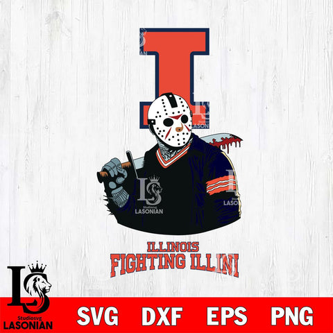 Illinois Fighting Illini Jason Voorhees 10 Svg Eps Dxf Png File, Digital Download