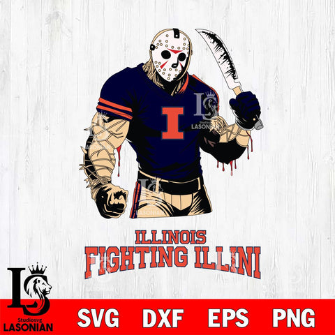 Illinois Fighting Illini Jason Voorhees Svg Eps Dxf Png File, Digital Download