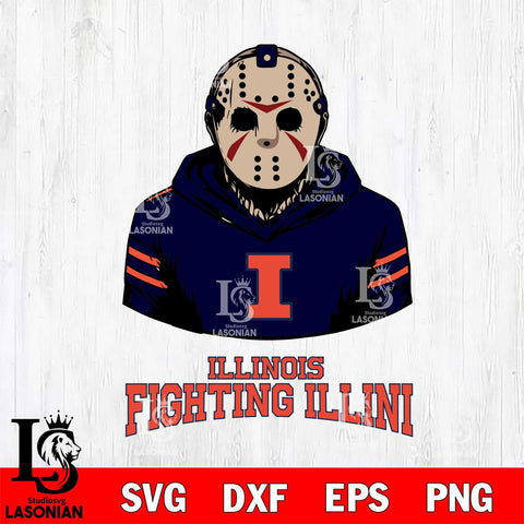 Illinois Fighting Illini Jason Voorhees 4 Svg Eps Dxf Png File, Digital Download