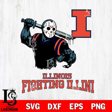 Illinois Fighting Illini Jason Voorhees 5 Svg Eps Dxf Png File, Digital Download