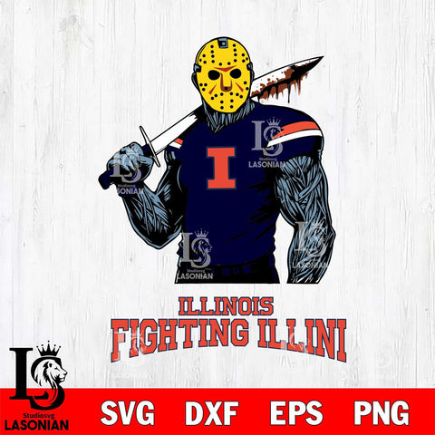 Illinois Fighting Illini Jason Voorhees 7 Svg Eps Dxf Png File, Digital Download