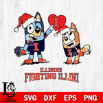 Illinois Fighting Illini Love Bluey Christmas Svg Eps Dxf Png File, Digital Download