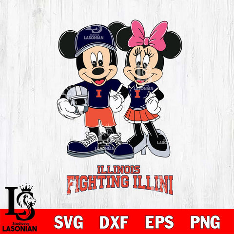 Illinois Fighting Illini Mickey Minnie Mouse Helmet Svg Eps Dxf Png File, NCAA svg , File Cut , Digital Download , Instant Download, Cut Svg Files