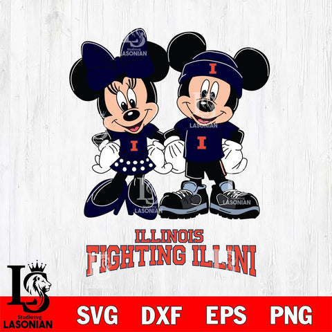 Illinois Fighting Illini Mickey Minnie Rugby ball Svg Eps Dxf Png File, NCAA svg , File Cut , Digital Download , Instant Download, Cut Svg Files