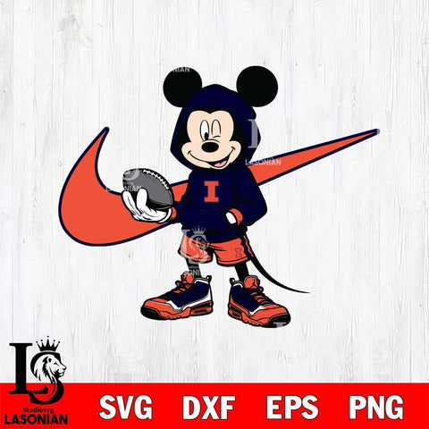 Illinois Fighting Illini Mickey Wearing Hoodie Sport Svg Eps Dxf Png File, NCAA svg, Digital Download, Instant Download