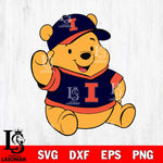 Illinois Fighting Illini Pooh Bear Svg Eps Dxf Png File, NCAA svg, Digital Download, Instant Download