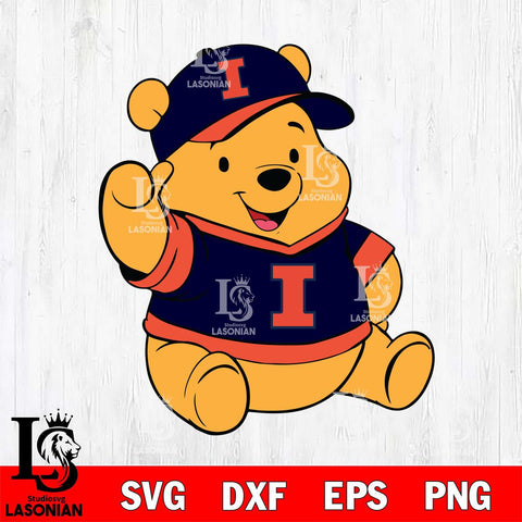 Illinois Fighting Illini Pooh Bear Svg Eps Dxf Png File, NCAA svg, Digital Download, Instant Download