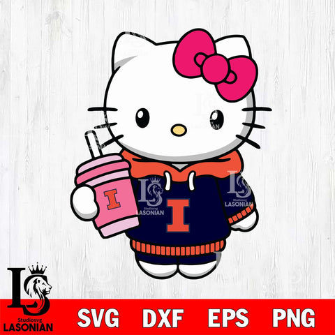 Illinois Fighting Illini Pretty Hello Kitty Svg Eps Dxf Png File, Digital Download, Instant Download