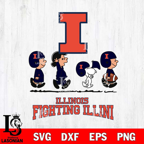 Illinois Fighting Illini Snoopy Sport 12 Svg Eps Dxf Png File, Digital Download