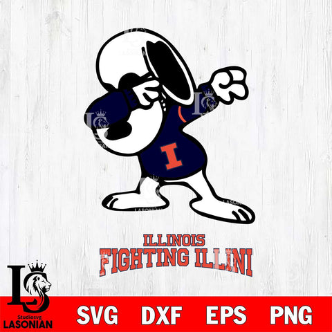 Illinois Fighting Illini Snoopy Sport 3 Svg Eps Dxf Png File, Digital Download