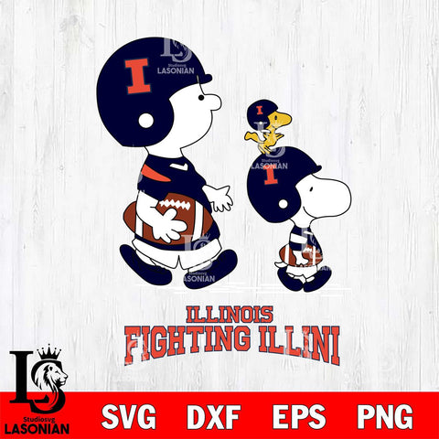 Illinois Fighting Illini Snoopy Sport Svg Eps Dxf Png File, Digital Download