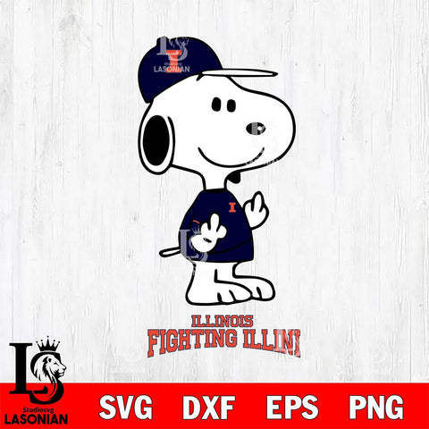 Illinois Fighting Illini Snoopy Sport 8 Svg Eps Dxf Png File, Digital Download