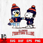 Illinois Fighting Illini Snoopy & Bluey Football Svg Eps Dxf Png File,NCAA Svg Files,Chill Guy svg ,Digital Download ,Instant Download, Cricut File