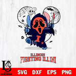 Illinois Fighting Illini Stitch Ghost Face Halloween 2 Svg Eps Dxf Png File, Digital Download, Instant Download