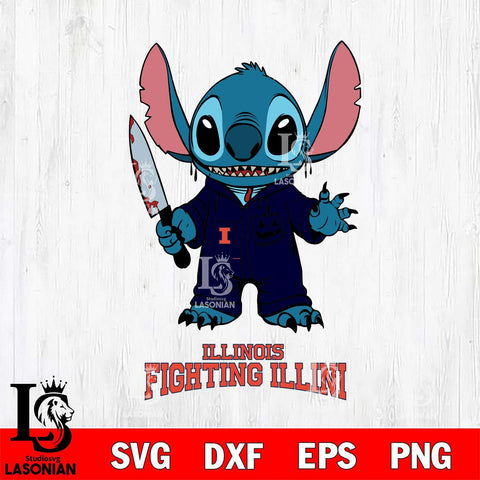 Illinois Fighting Illini Stitch Horror 2 Svg Eps Dxf Png File, NCAA svg, Digital Download, Instant Download