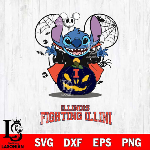 Illinois Fighting Illini Stitch Horror Halloween Svg Eps Dxf Png File, Digital Download, Instant Download