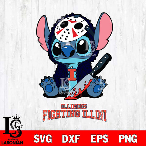 Illinois Fighting Illini Stitch Jason Voorhees Svg Eps Dxf Png File, NCAA svg, Digital Download, Instant Download