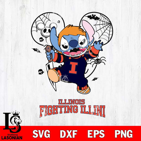 Illinois Fighting Illini Stitch Michael Halloween Svg Eps Dxf Png File, Digital Download, Instant Download