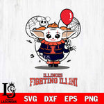 Illinois Fighting Illini Stitch Pennywise Halloween Svg Eps Dxf Png File, Digital Download, Instant Download