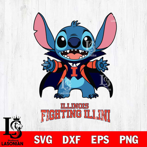 Illinois Fighting Illini Stitch Vampire halloween Svg Eps Dxf Png File, NCAA svg, Digital Download, Instant Download