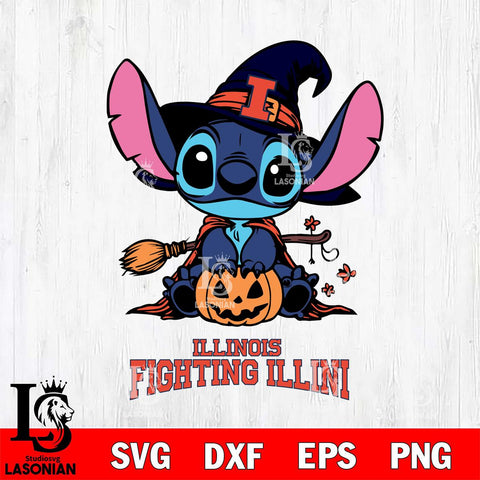 Illinois Fighting Illini Stitch witch Svg Eps Dxf Png File, NCAA svg, Digital Download, Instant Download