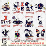 Illinois Fighting Illini  Snoopy NCAA Bundle 12 SVG Svg Eps Dxf Png File, Digital Download