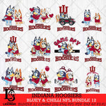 Indiana Hoosiers Bluey & Bingo Bundle 12 SVG Svg Eps Dxf Png File, Bundle NCAA svg, Digital Download, Instant Download