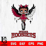 Indiana Hoosiers Anglel Black Fan Girl Betty Boop, Svg Eps Dxf Png File, Digital Download