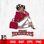 Indiana Hoosiers Awesome Black Fan Girl Betty Boop, Svg Eps Dxf Png File, Digital Download