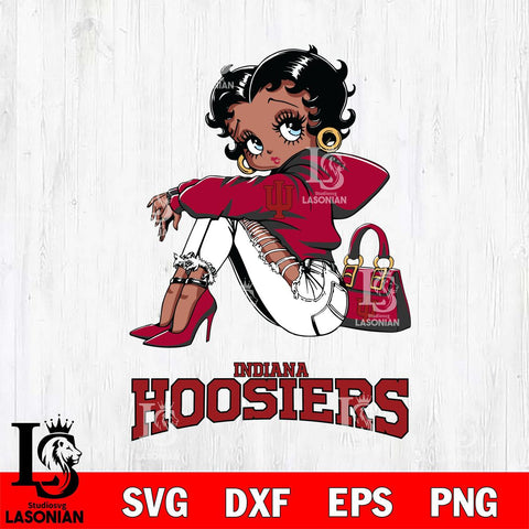 Indiana Hoosiers Betty Boop Black Fan Girl Svg Eps Dxf Png File, Digital Download, Instant Download