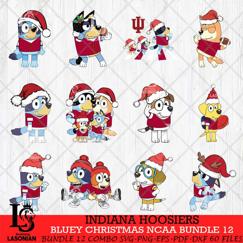 Indiana Hoosiers Bluey Christmas NCAA Bundle 12 SVG Eps Dxf Png File, Digital Download, Instant Download