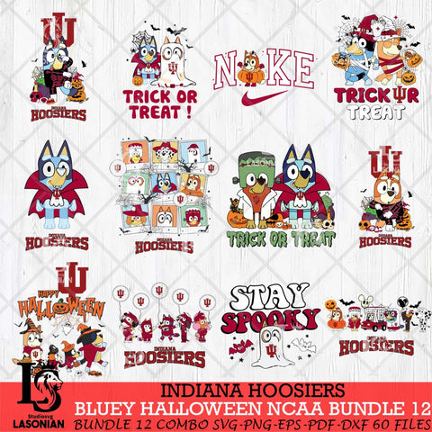 Indiana Hoosiers Bluey Halloween NCAA 12 SVG Eps Dxf Png File, Bundle NCAA svg, Digital Download, Instant Download