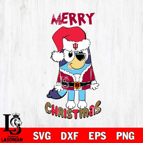 Indiana Hoosiers Bluey Merry Christmas Bluey Santa Claus Svg Eps Dxf Png File, Digital Download