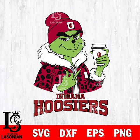 Indiana Hoosiers Boujee Grinch Leopard Christmas Cut Files Cricut, Svg Dxf Eps Png file, Digital download , Silhouette